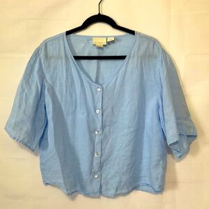 Cynthia Rowley 100% Linen button front cropped top size Medium